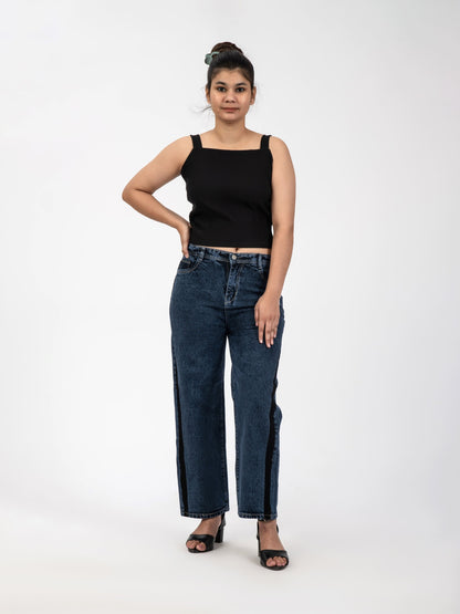 Blue costumised denim