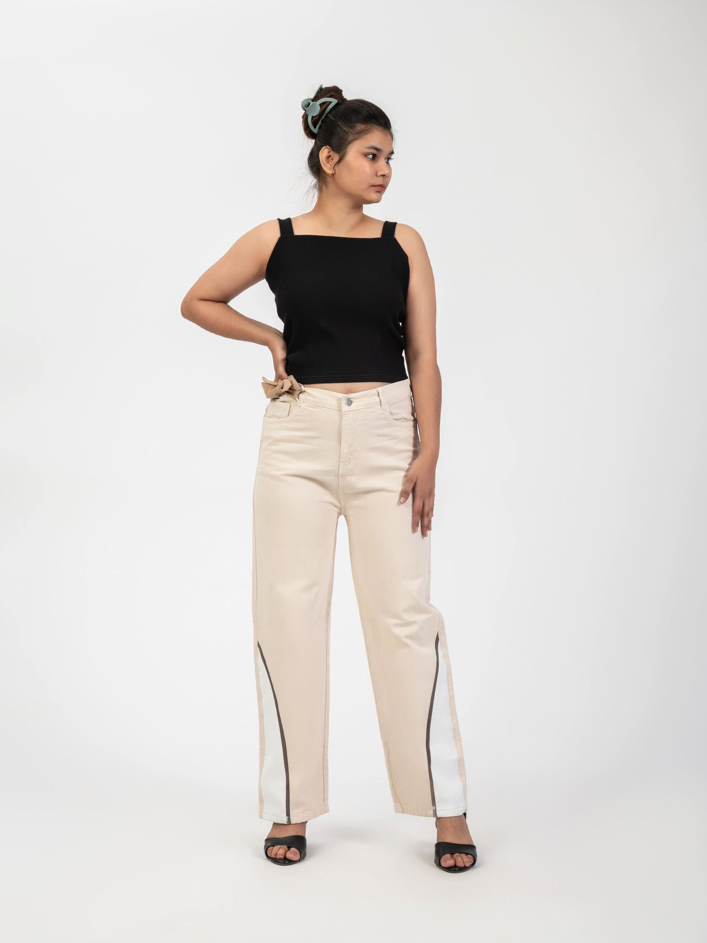 Beige colour denims