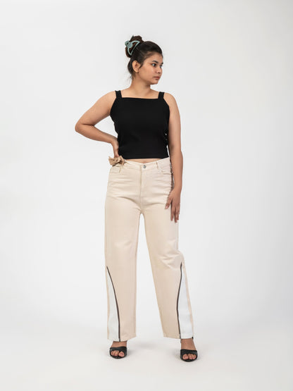 Beige colour denims