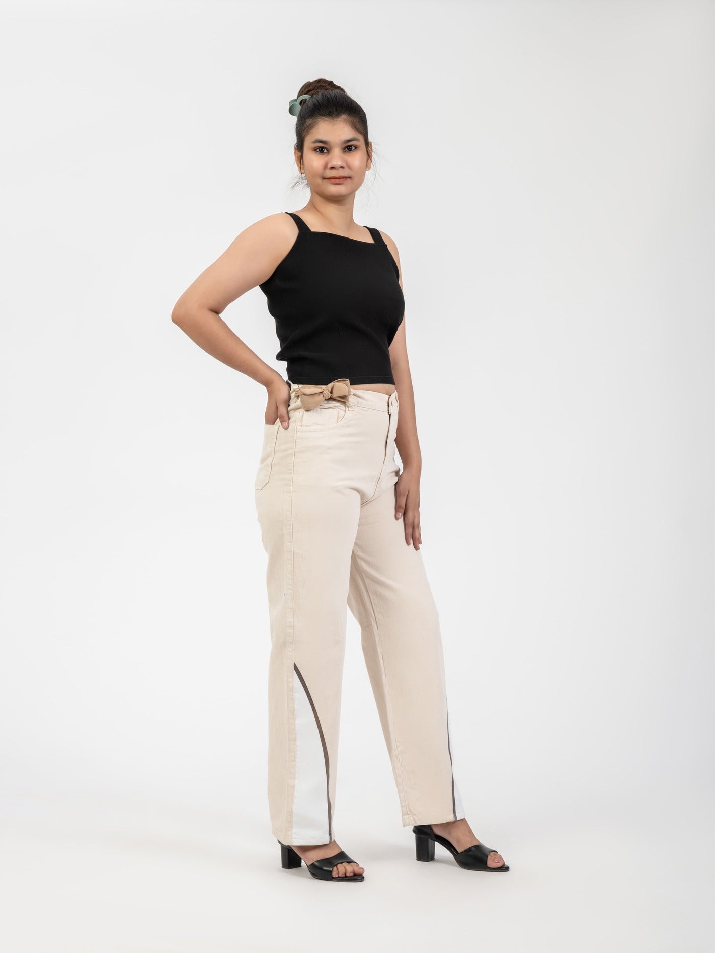 Beige colour denims
